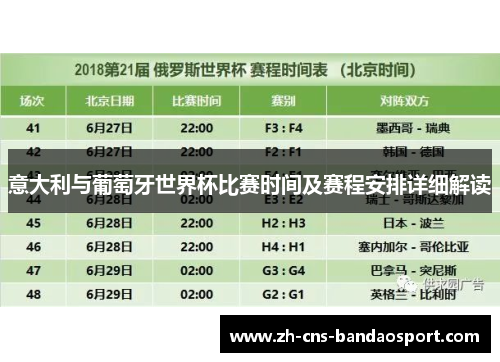 意大利与葡萄牙世界杯比赛时间及赛程安排详细解读